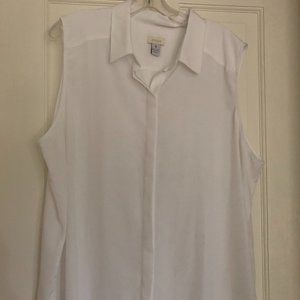 Chico's White Sleeveless Collared Button-up